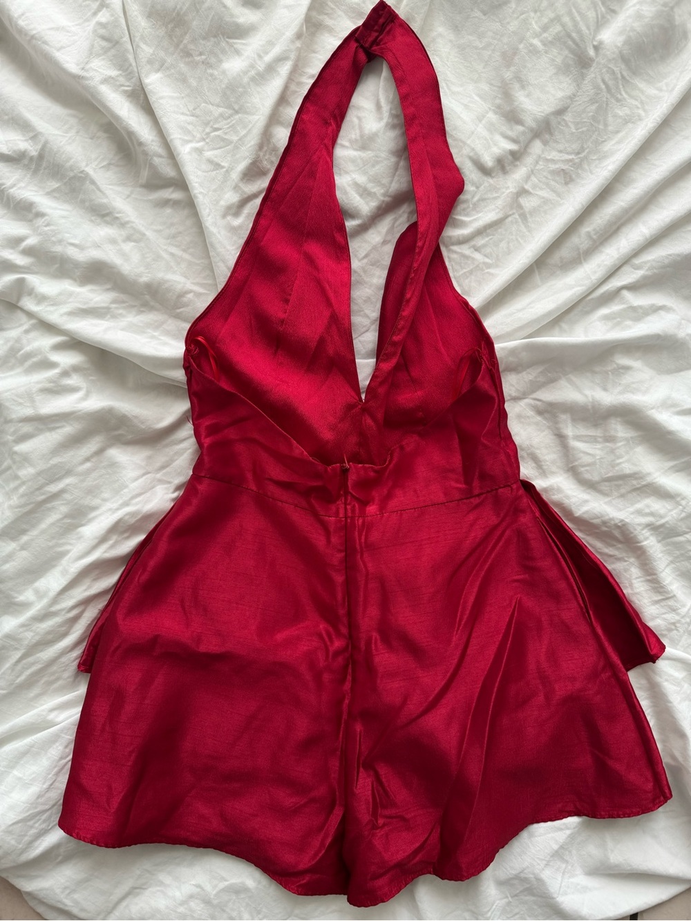 Red Halter One-Piece Ruffle Romper - Picture 5 of 7